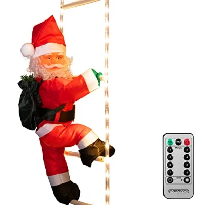 Abbildung von Weihnachtsmann auf Leiter LED 90 x 32 32cm mehrfarbig/warmweiß