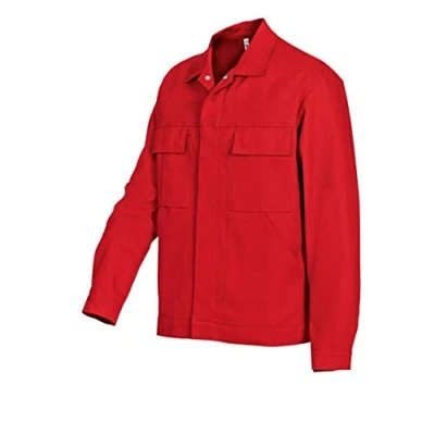Abbildung von BP Workwear Basic 1485 060 81 Arbeitsjacke Verdeckte Druckknopfleiste Reine Baumwolle Normale Passform Größe: 98/102 Farbe: rot