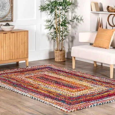 Abbildung von nuLOOM Tammara Handgeflochtener Teppich, 183 x 122 cm, mehrfarbig