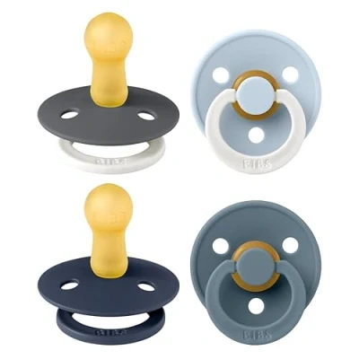 Abbildung von BIBS Colour Schnuller 4er Pack, BPA frei. 2 stück im Dunkeln Leuchtende, Kirschform Nippel. Naturkautschuk/Latex, Hergestellt in Dänemark. 6 18 Monate (4er Pack), Petrol Glow Mix