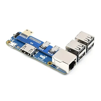 Abbildung von Waveshare Pi Zero auf Raspberry 3 Model B/B+ Adapter, Onboard 4 CH USB Port, 100M Ethernet Port und HDMI Alternative für 3B/B+, Unterstützt 2W
