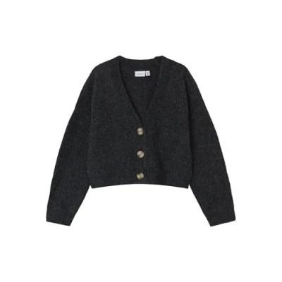 Abbildung von Name it Nkfholly BOXY Short Strickjacke für Kinder, Größe: 158/164, Dark grey melange