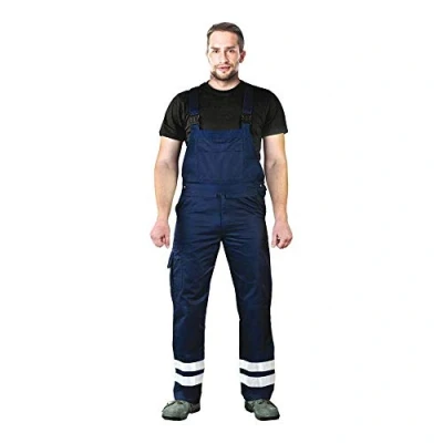 Abbildung von Leber &amp; Hollman Herren Arbeits Latzhose LH Bister B, 65% Polyester 35% Baumwolle 270 g/m2, Taschen für Knieschoner, reflektierende Streifen an den Hosenbeinen