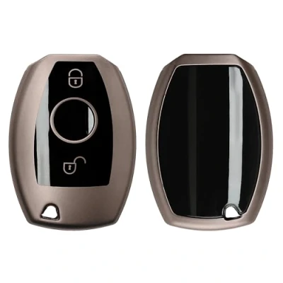 Abbildung von kwmobile Autoschlüssel Hülle kompatibel mit Mercedes Benz 2 Tasten (nur Keyless Go) Schlüsselhülle Silikon Cover Schwarz matt
