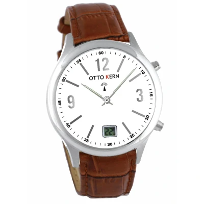 Abbildung von Otto Kern Funkuhr Funkarmbanduhr, Quarzuhrwerk 42 mm Lederarmband Funksignal Datumsanzeige