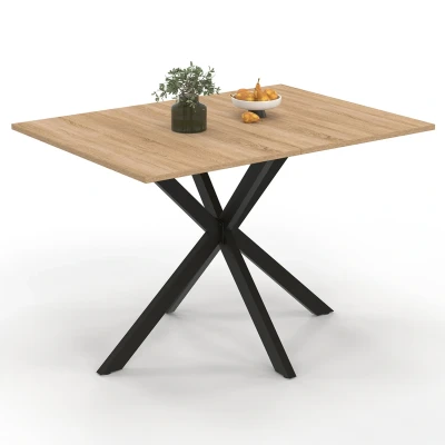 Abbildung von IDMarket Esstisch, rechteckig, Alix, 6 Personen, Spinnenfuß, Holz und Schwarz, 110 cm