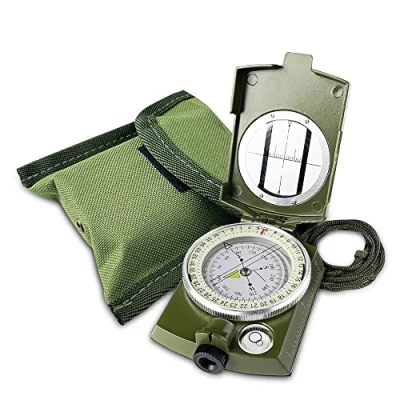 Abbildung von Gvolatee Kompass Militär Marschkompass mit Tasche für Camping, Wanderung, Wandern Wasserdicht Navigation Fluoreszierendem Design
