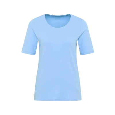 Abbildung von CECIL Damen 3116304 T Shirt in Unifarbe, Sporty Light Blue, Medium