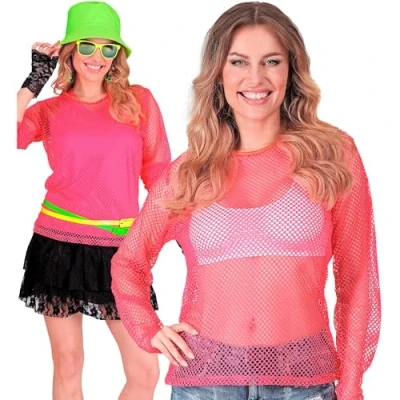 Abbildung von W WIDMANN MILANO Party Fashion Netzoberteil für Damen, langarm Netzshirt, Shirt Festival, Karneval