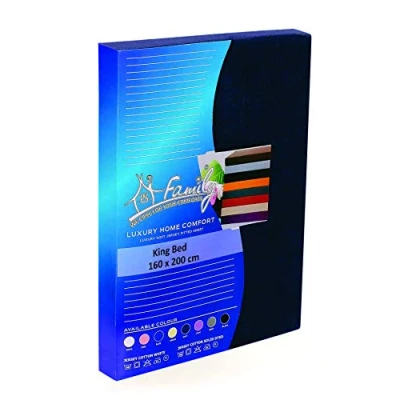Abbildung von Family Bedding Extra tiefes Spannbettlaken für King Size Betten aus Baumwoll Jersey Matratzenbezug Bettlaken Bett schwarzes Spannbetttuch superweiche (King Size, schwarz)