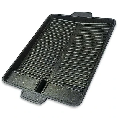 Abbildung von Z.M.C Grillplatte 33x26x4 cm, Grillaufsatz für Gaskocher, Grillmatte BBQ ideal Camping, Plancha, Grill Aufsatz mit Antihaftbeschichtung, Grillpfanne Gasgrill