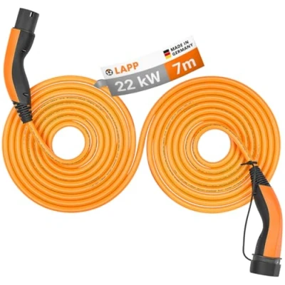 Abbildung von Selbstaufrollendes Ladekabel Typ 2, bis zu 22 kW, 7 m, orange