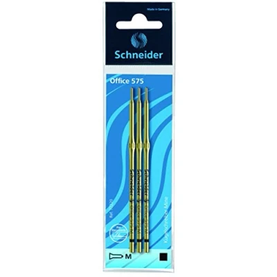 Abbildung von SCHNEIDER NOVUS Kugelschreibermine Metallmine für Kugelschreiber, Office 575 M mittel (3er Pack)