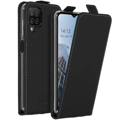 Abbildung von Samsung Galaxy A12 Hülle Kunstleder Accezz Flip Case Handyhülle Schwarz