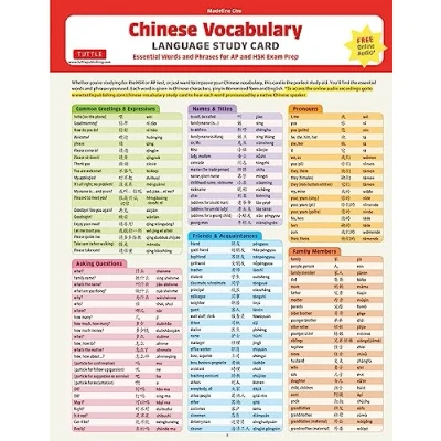 Abbildung von Mandarin Chinese Vocabulary Language Study Card: Over 700 Key At A Glance (Online Audio Files): Essential Words and Phrases for AP Hsk Exam Prep (Includes Online Audio)