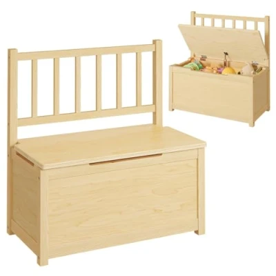 Abbildung von Bellabino Sora Kindersitzbank Sitzbank Kinder mit Stauraum Truhenbank aus Massivholz in Natur Sitztruhe Kinderzimmer