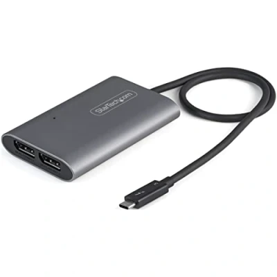Abbildung von StarTech.com Thunderbolt 3 auf Dual DisplayPort Adapter DP 1.4 4K 60Hz oder Single 8K/5K TB3 zu Mac/Windows