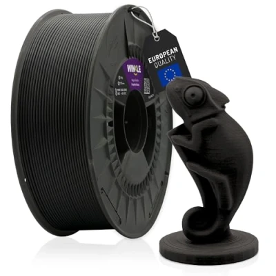 Abbildung von WINKLE PLA Matte Filament 1.75mm Graphit Schwarz, 1kg Spule, 3D Drucker Kompatibel mit FDM Druckern, Druckmaterialien, Maßgenauigkeit +/ 0.05mm, Bioabbaubar Leicht zu Bedrucken