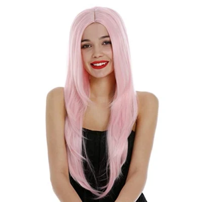 Abbildung von WIG ME UP 3217 T2333 Perücke Damen sehr lang gestuft glatt Mittelscheitel Rosa Hellrosa