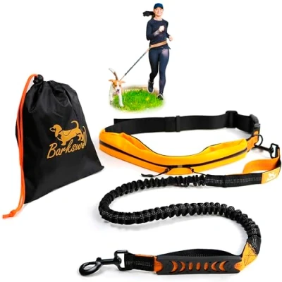 Abbildung von Joggingleine Hunde mit Bauchgurt Freihandleine/Hundeleine für Grosse und Mittelgroße Hund bis 60 kg Canicross Gürtel Leine Jogging