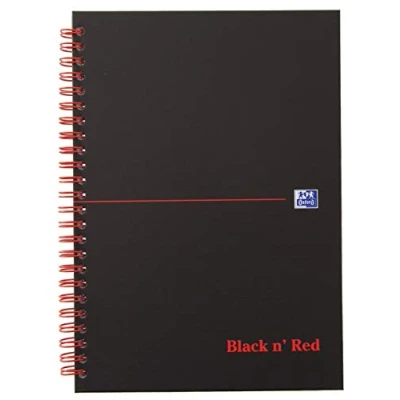 Abbildung von Oxford 400047656 Spiralbuch Black n&#039; Red 5er Pack DIN A5 kariert flexibler Deckel 70 Blatt schwarz rot