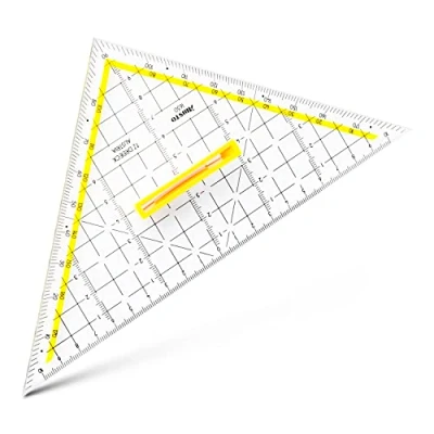 Abbildung von Aristo 1650/3 TZ Dreieck mit abnehmbarem Griff (Hypotenuse 22,5 cm, Tuschenoppen, Facette an Hypotenuse, Plexiglas Tiefenprägung, Made in Austria) transparent