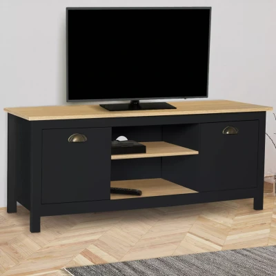 Abbildung von IDMarket Imor TV Bank aus Holz und Schwarz