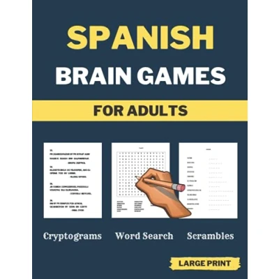 Abbildung von Spanish Brain Games For Adults: Large print Cryptograms, Word Search, Scrambles, Seniors