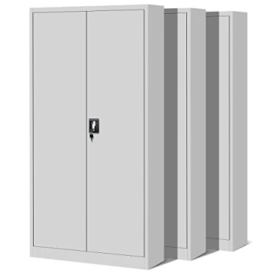 Abbildung von Jan Nowak 3er Set Aktenschrank C001H Büroschrank Metallschrank Stahlschrank Werkzeugschrank Stahlblech Pulverbeschichtet Flügeltürschrank Abschließbar 195 cm x 90 40 (grau/grau)