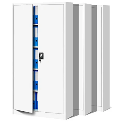 Abbildung von Jan Nowak 3er Set Aktenschrank C001 Metallschrank Stahlschrank Werkzeugschrank Büroschrank Lagerschrank Universalschrank Pulverbeschichtung Flügeltüren 185 cm x 90 40 (weiß/weiß)