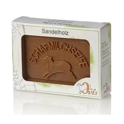 Abbildung von Schafmilchseife Ovis Verpackt 100g Sandelholz Naturseife Seife Schafmilch Ohne Zusätze Empfindliche Haut Reinigung und Pflege