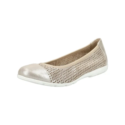 Abbildung von CAPRICE Damen Ballerinas aus Leder mit Lochmuster, Beige (Taupe Metallic), 36 EU