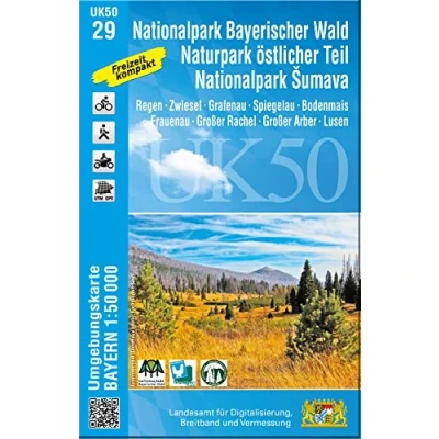 Abbildung von UK50 29 Nationalpark Bayerischer Wald, Naturpark östlicher Teil, Sumava: Regen, Zwiesel, Grafenau, Spiegelau, Bodenmais, Frauenau, Großer ... Karte Freizeitkarte Wanderkarte)