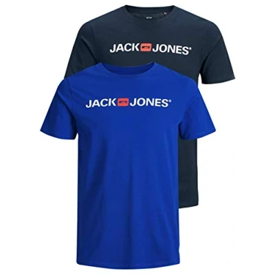 Abbildung von JACK &amp; JONES Herren JJECORP Logo Tee SS Crew Neck 2er PACK T Shirt, Dark Grey Melange/2 W.POR, XXL