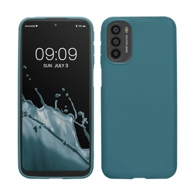 Abbildung von kwmobile Hülle kompatibel mit Motorola Moto G31 / G41 Silikon Handy Case Handyhülle weiche Oberfläche kabelloses Laden Petrol