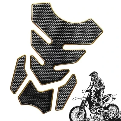 Abbildung von QIUMING kohlefaser Universal Motorrad Tank Pad Schutz Motorcycle Aufkleber für geeignet die meisten Motorräder Schützt das (Golden)