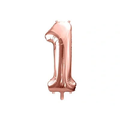 Abbildung von PartyDeco Helium Luftballon Geburtstag Deko Folienballon Zahl 1 Rose Gold 86 cm