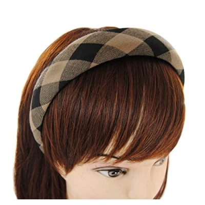 Abbildung von axy Breiter Haarreif mit Stoff gepolstertes Damen Wunderschön Stirnband Haarschmuck Haarreifen HRK9 (Braun)