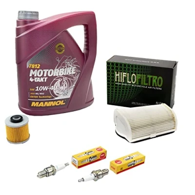 Abbildung von Wartungspaket Öl 4L + Luftfilter Ölfilter Zündkerzen für Yamaha XV 750 Virago XV750 4FY 4PW Bj 1992 1997