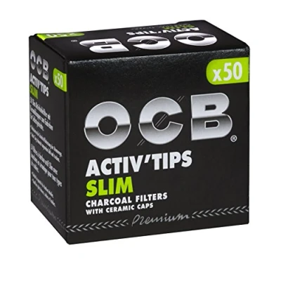 Abbildung von OCB ActivTips Slim 7 mm Aktivkohlefilter mit Keramikkappen 5 x 50 Stück, Silber, smal