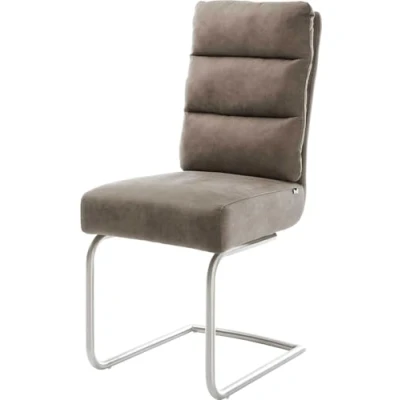 Abbildung von Schwingstuhl Pela Flex Taupe Vintage Freischwinger rund Edelstahl Taschenfederkern