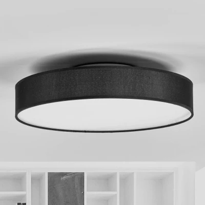Abbildung von Lindby LED Deckenlampe Saira, Ø 40 cm, schwarz, Textil