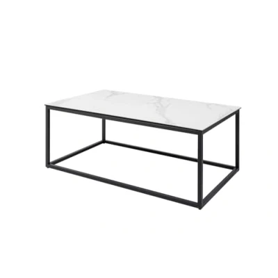 Abbildung von riess ambiente Couchtisch SYMBIOSE 100cm weiß / schwarz (Einzelartikel, 1 St), Keramik · Glas Metall Marmor Optik Wohnzimmer Industrial