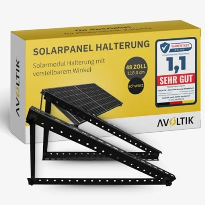 Abbildung von Avoltik Solarpanel Halterung 48 Zoll / 118cm I Solarmodul Balkonkraftwerk aus Aluminium in schwarz für 1 PV Aufständerung mit verstellbarem Winkel Dach, Balkon &amp; Boden
