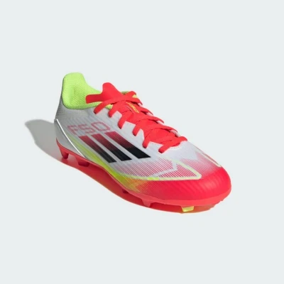 Abbildung von adidas Performance F50 League FG/MG Unisex Fußballschuh Nocken für Kinder, Größe: 38 2/3, Footwear white/core black/solar yellow Schuhe