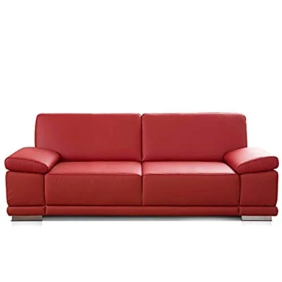 Abbildung von CAVADORE 2,5 Sitzer Sofa Corianne in Kunstleder / Kleine Couch hochwertigem und modernem Design Mit verstellbaren Armlehnen 191 x 80 99 rot
