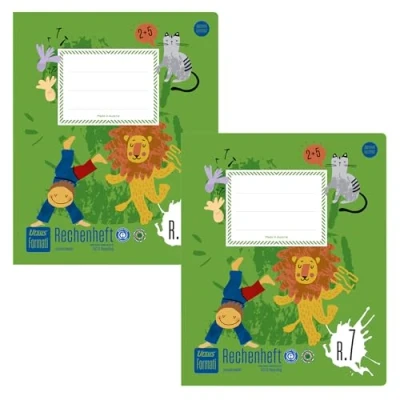 Abbildung von Formati Rechenheft R.7 Quart 20 Blatt kariert, 2 Stück, aus 100% Recyclingpapier, durchdachte Lineatur für schöne Zahlen