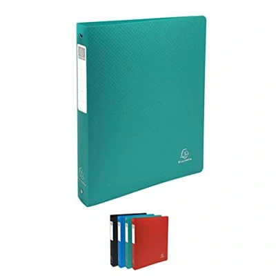 Abbildung von Exacompta 51390E Premium Ringbuch OPAK DIN A4 aus festem Kunststoff mit 4 Ringen 40 mm breit 1 Stück Zufallsfarbe ideal für Schule und Büro Ringhefter Ringordner Ringbuchordner