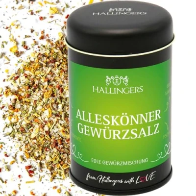 Abbildung von Hallingers Alleskönner Gewürzsalz Premium Salz für Vorspeise, Gemüse &amp; Fleisch (Dose) Adventskalender Neuheiten befüllen Neues Zuhause Jahrestag Genesung