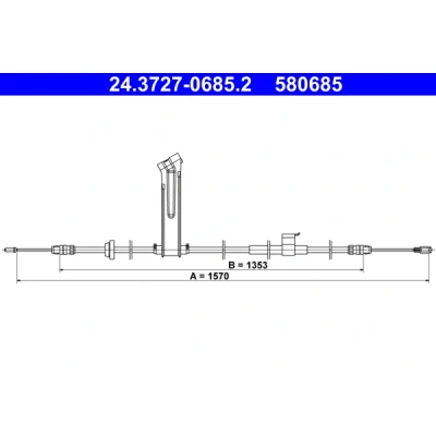 Abbildung von ATE 24.3727 0685.2 Handbremsseil 1570 FORD: Transit V363 Pritsche / Fahrgestell